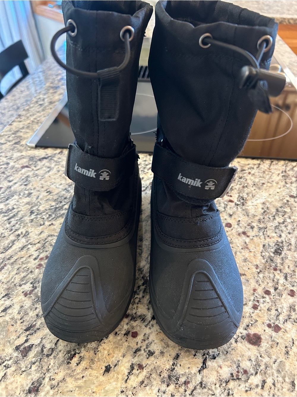 Kamik Kids Black Waterproof Snow Boots with Drawstring Cuff